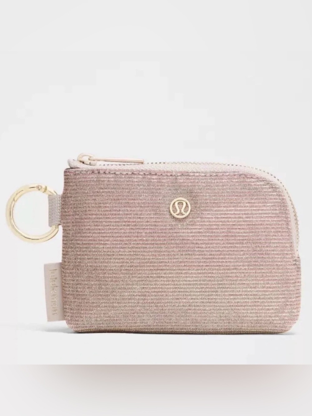 NWT lululemon athletica Small Pouch in Blush Pink glitter with gold hardware